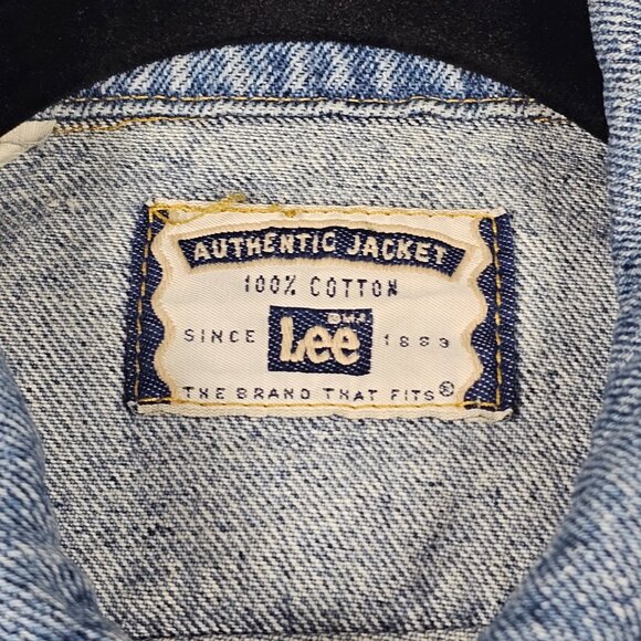 Vintage 90s Lee Trucker Key West Embroidered Mens Large Blue Denim Jean Jacket - Picture 3 of 7